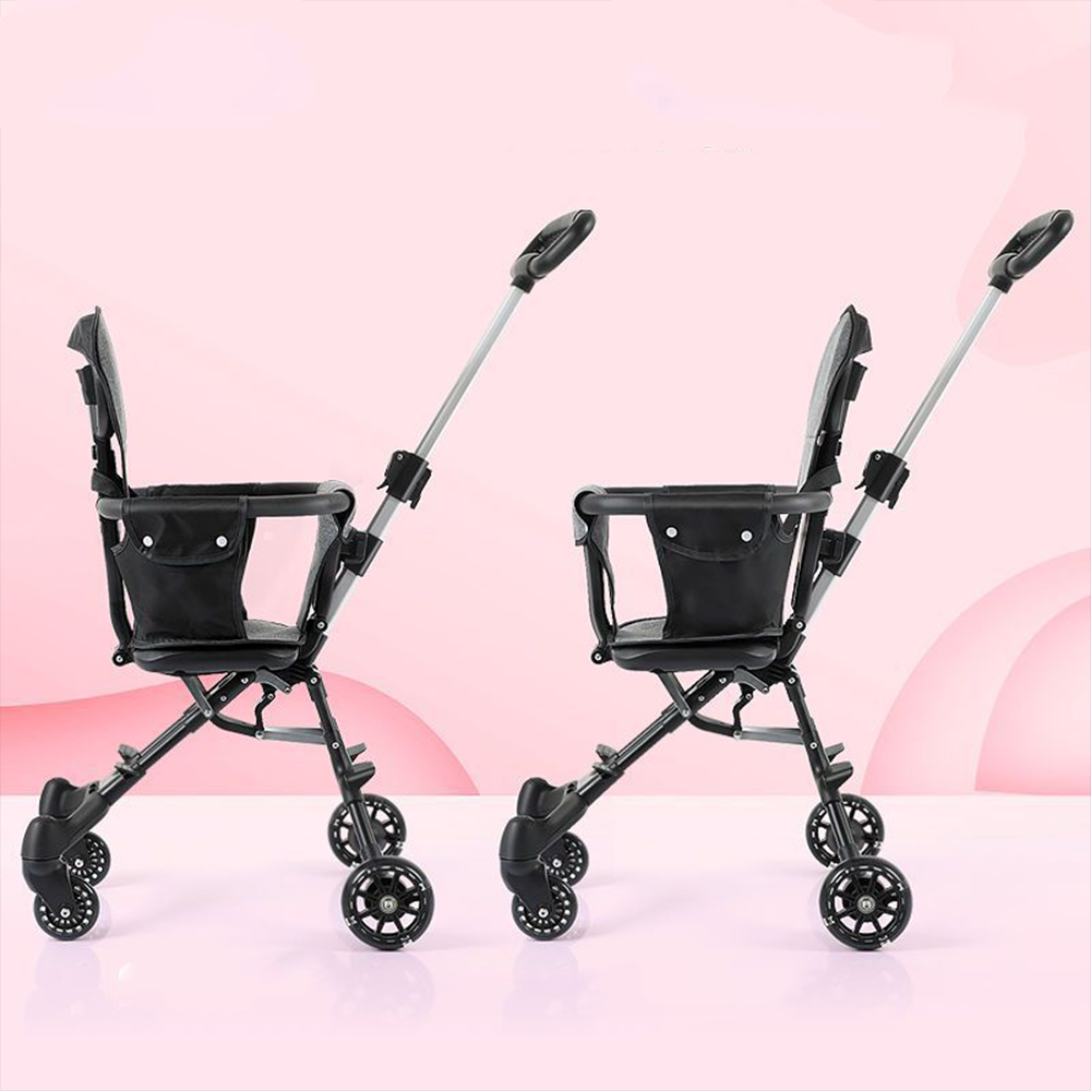 Jollyza Lightweight Foldable Baby Stroller 360° Swivel Black