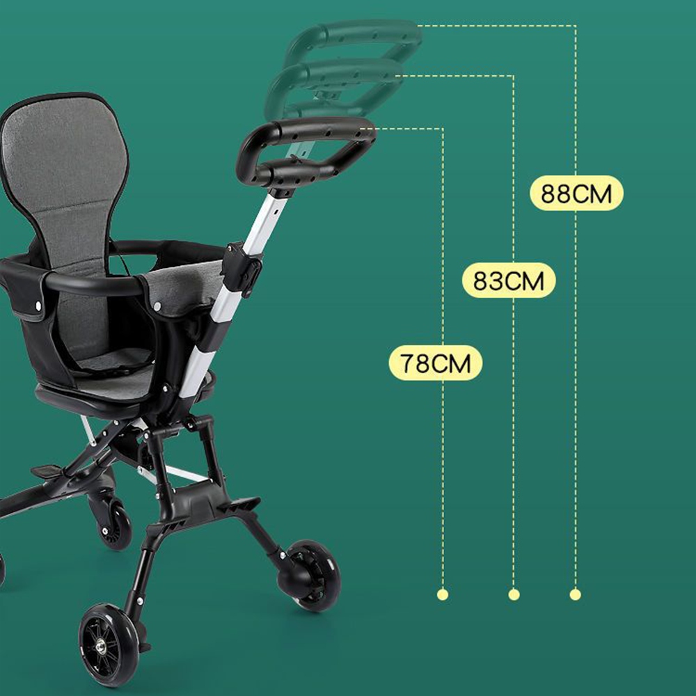 Jollyza Lightweight Foldable Baby Stroller 360° Swivel Black