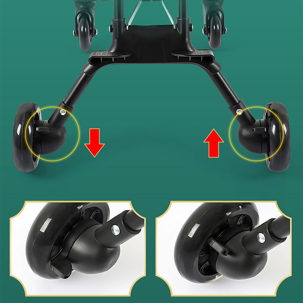 Jollyza Lightweight Foldable Baby Stroller 360° Swivel Black