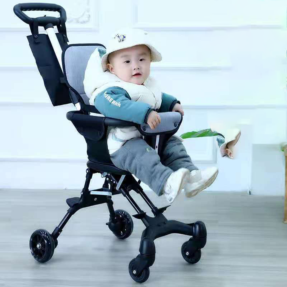 Jollyza Lightweight Foldable Baby Stroller 360° Swivel Black
