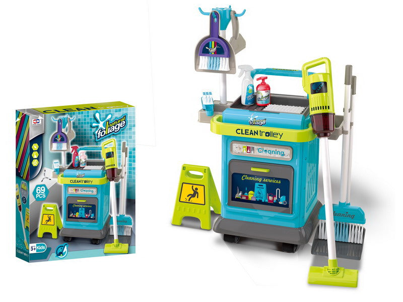 Kids Cleaning Set for Toddlers – 40-Piece Pretend Play Cleaning Cart with Real Working Vacuum