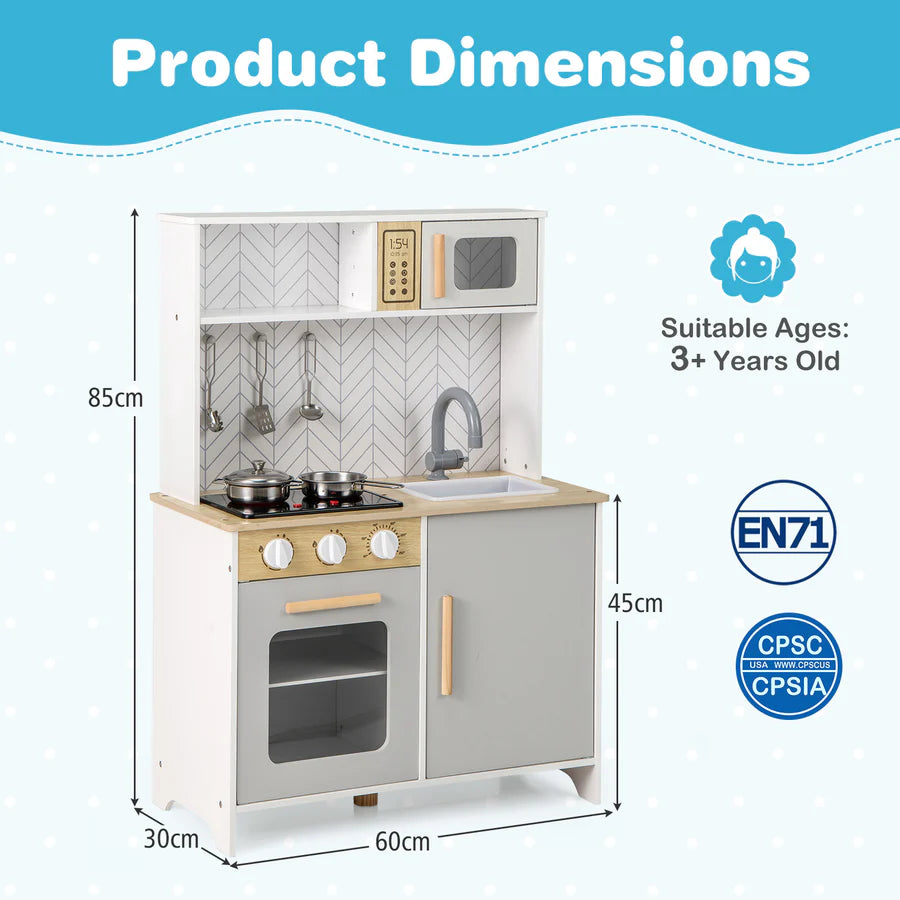 Kids Corner Play Kitchen Wooden Children Role Play Pretend Cooking Playset