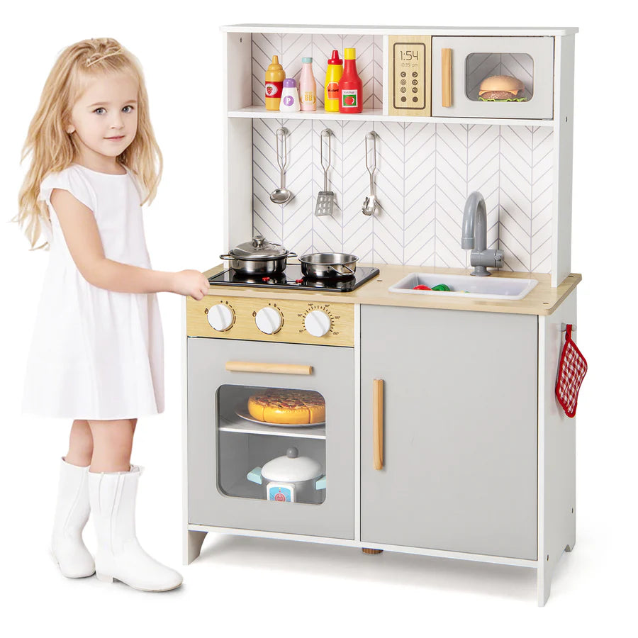 Kids Corner Play Kitchen Wooden Children Role Play Pretend Cooking Playset