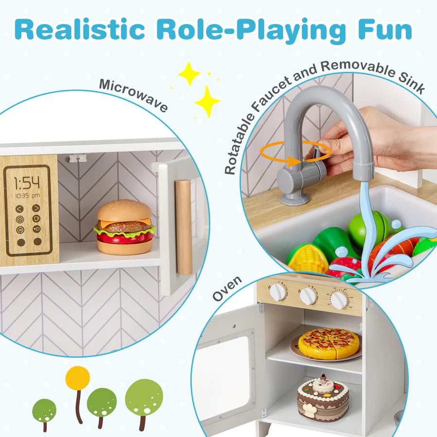 Kids Corner Play Kitchen Wooden Children Role Play Pretend Cooking Playset