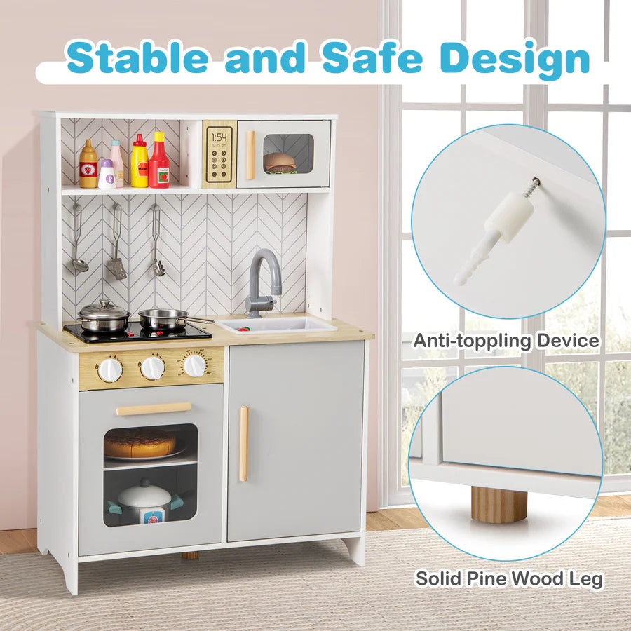 Kids Corner Play Kitchen Wooden Children Role Play Pretend Cooking Playset