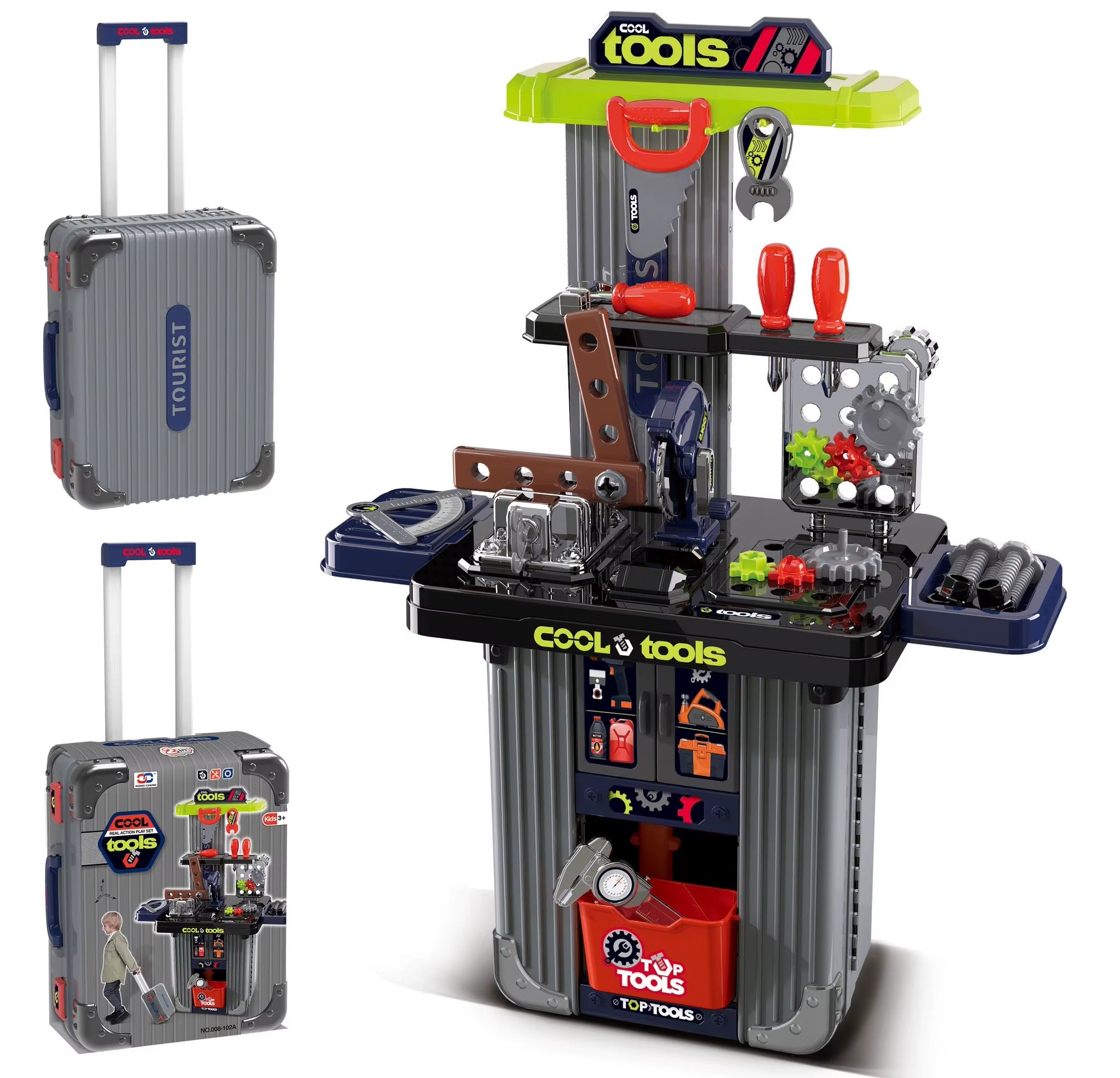 Kids Engineering Toolbox with Electric Drill & Screwdriver Set Plastic Toy