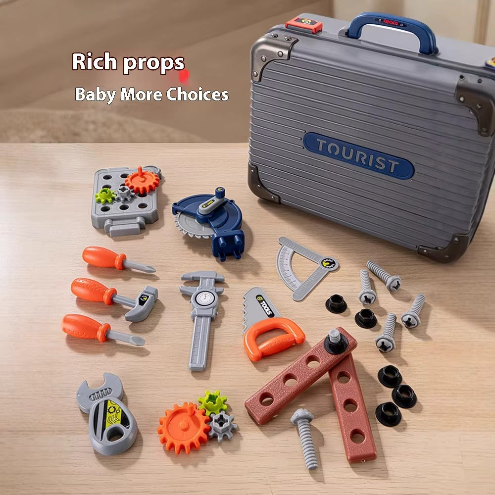 Kids Engineering Toolbox with Electric Drill & Screwdriver Set Plastic Toy