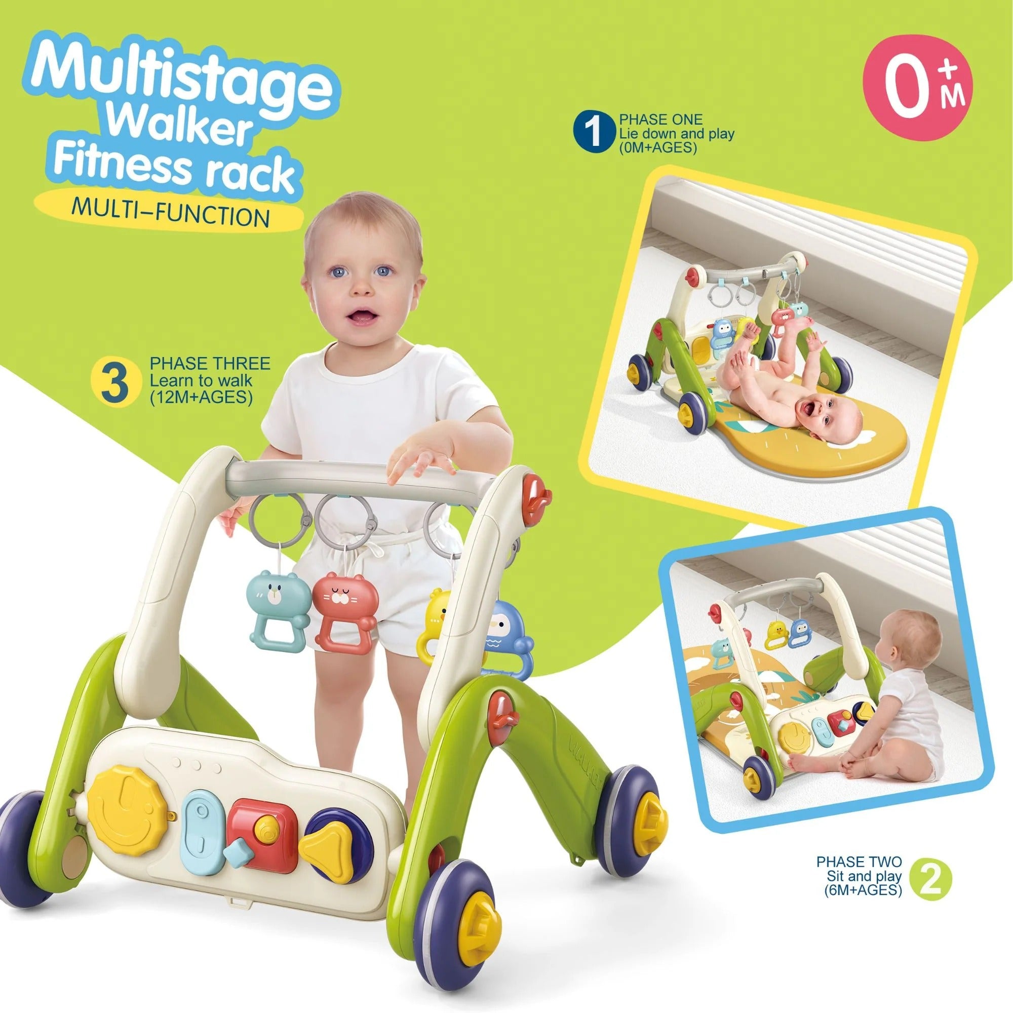 Kids Multistage Walker + Fitness Rack 3 Phases Different Ages from 0+ months