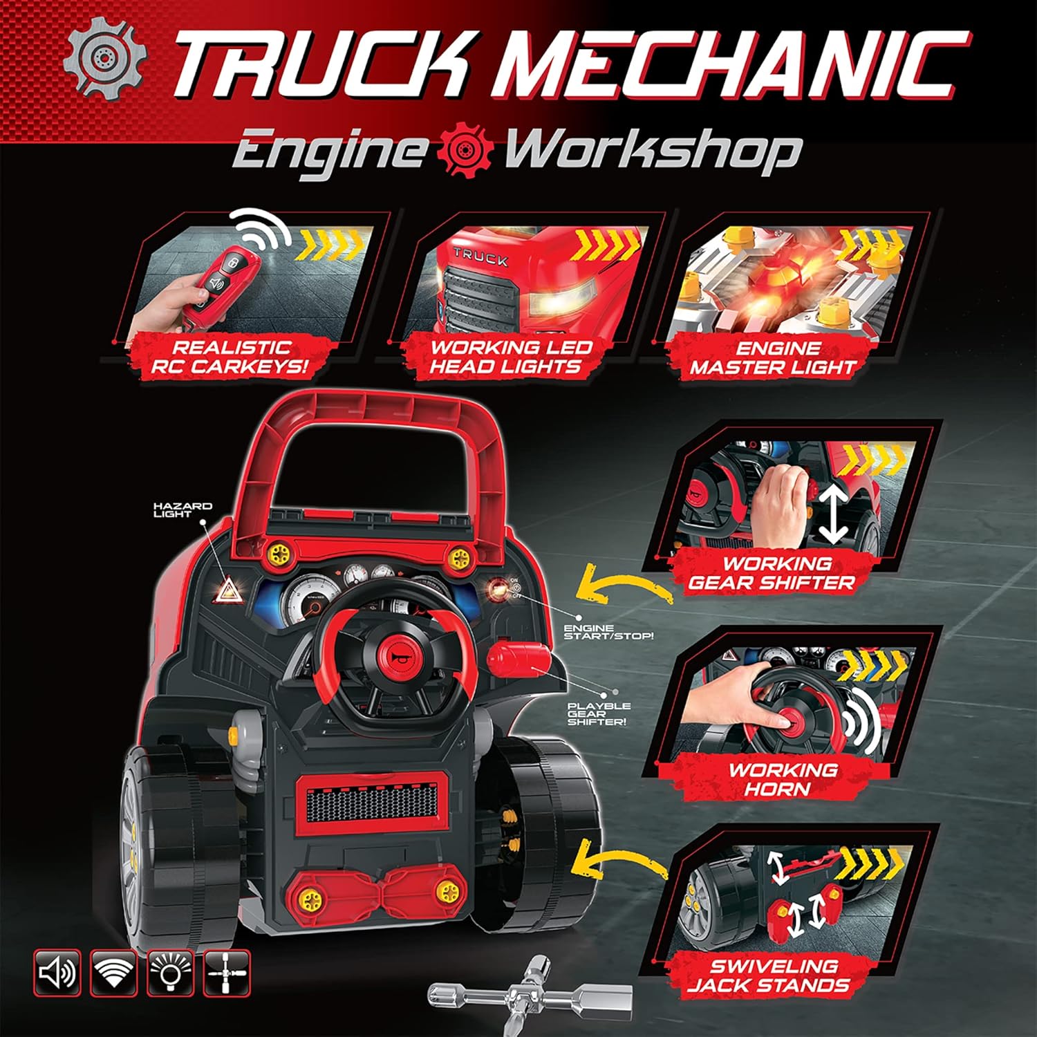 Kids Truck Mechanic Engine Workshop Toy with Lights & Sounds  Take Apart & Rebuild Engine