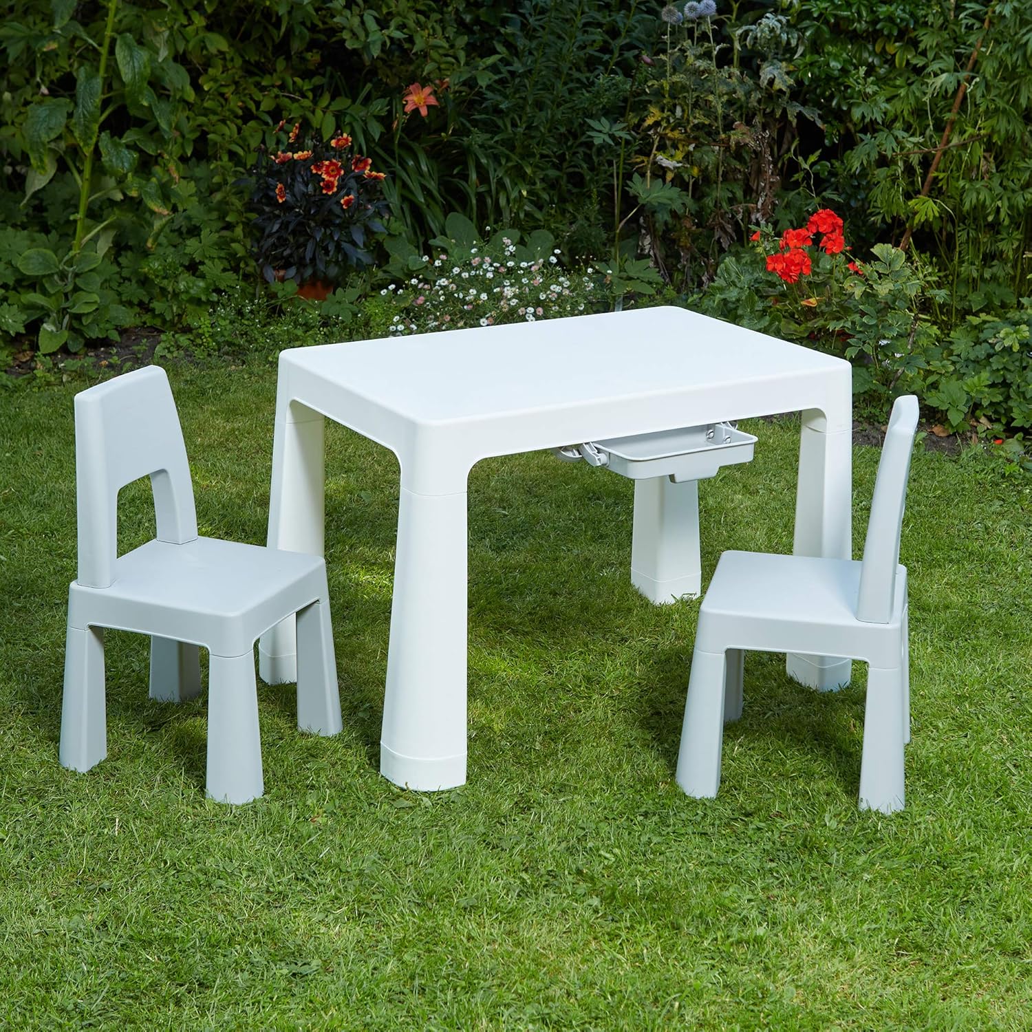 Liberty House Kids Adjustable Table & 2 Chairs White & Grey Set