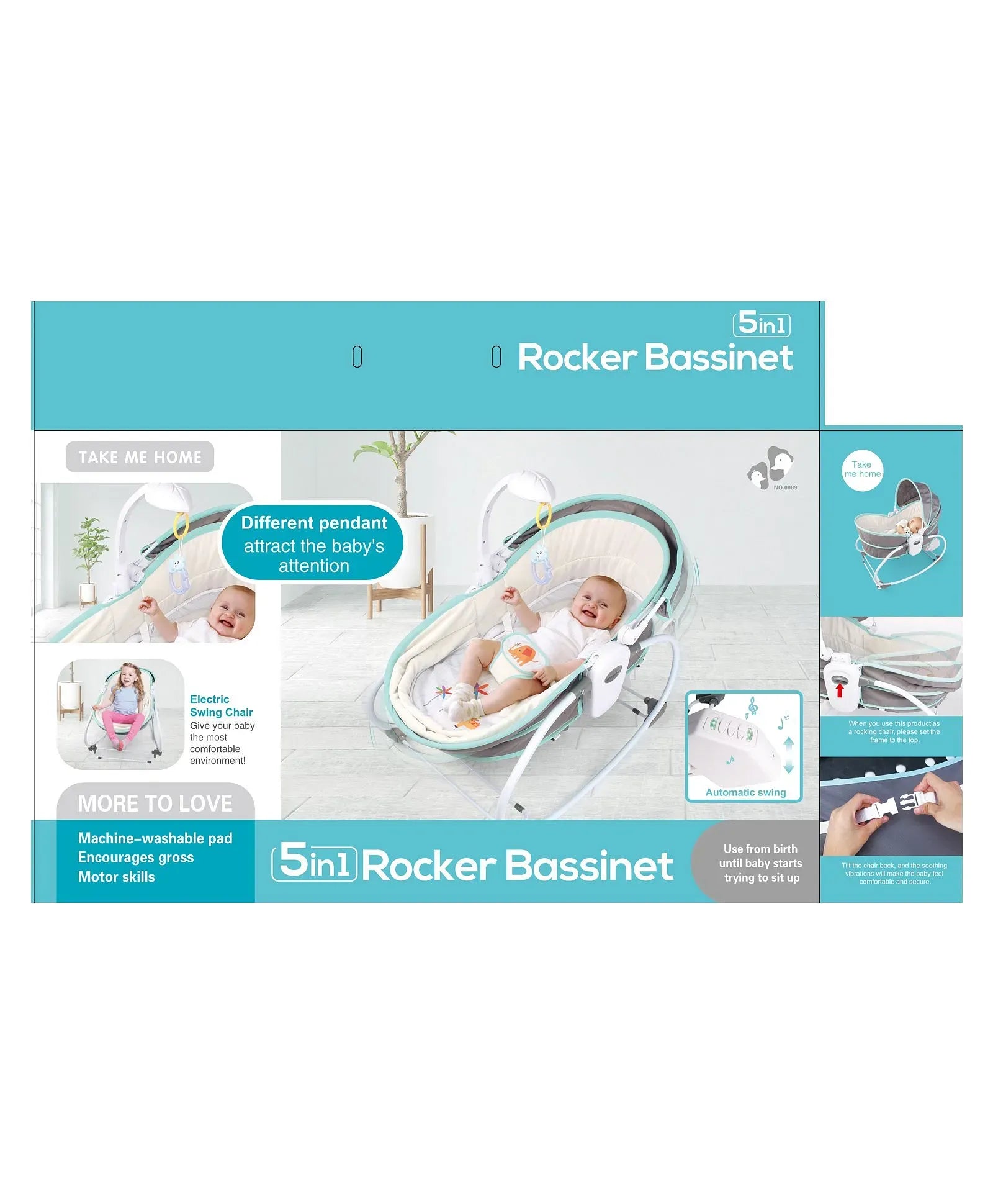 Little Angel 5-in-1 Baby Rocker Bassinet with Music & Auto Swing