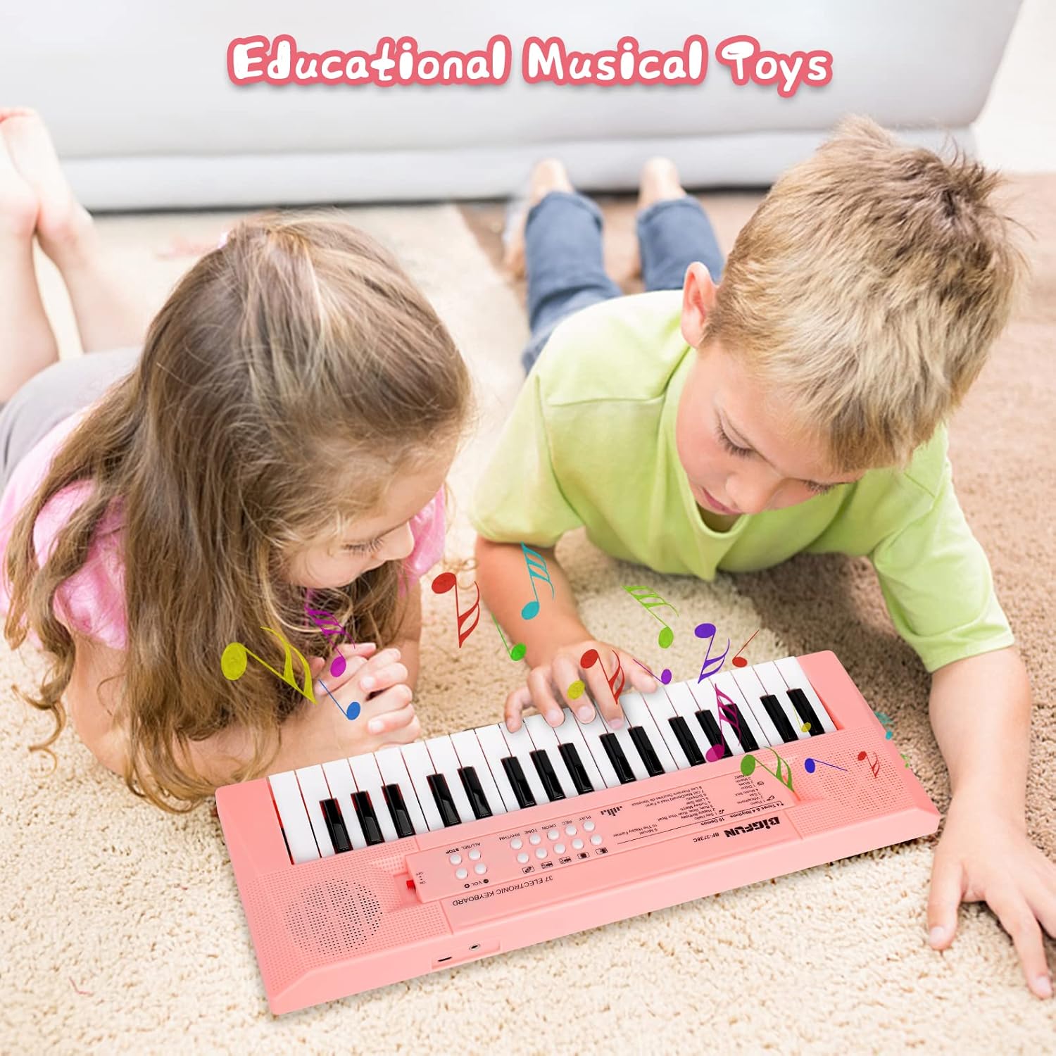 Aazon.co: SANERSEN Upgraded 37 Key Kids Piano Keyboard With Icrophone Usic Toys For 3 4 5