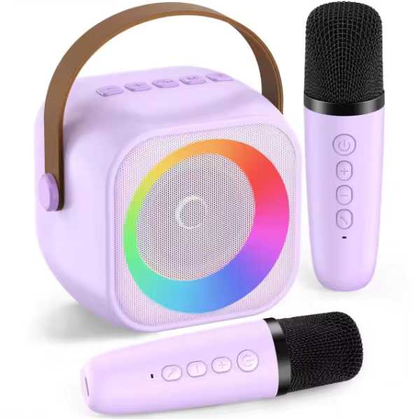 Portable Home Theater Bluetooth Speaker with Colorful Lights & Wireless Karaoke Microphone