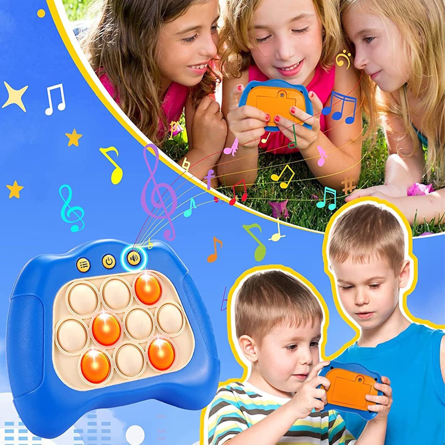 Quick Push Bubbles Game Console Sensory Puzzle & Anti-Stress Fidget Toy for All Ages (White)