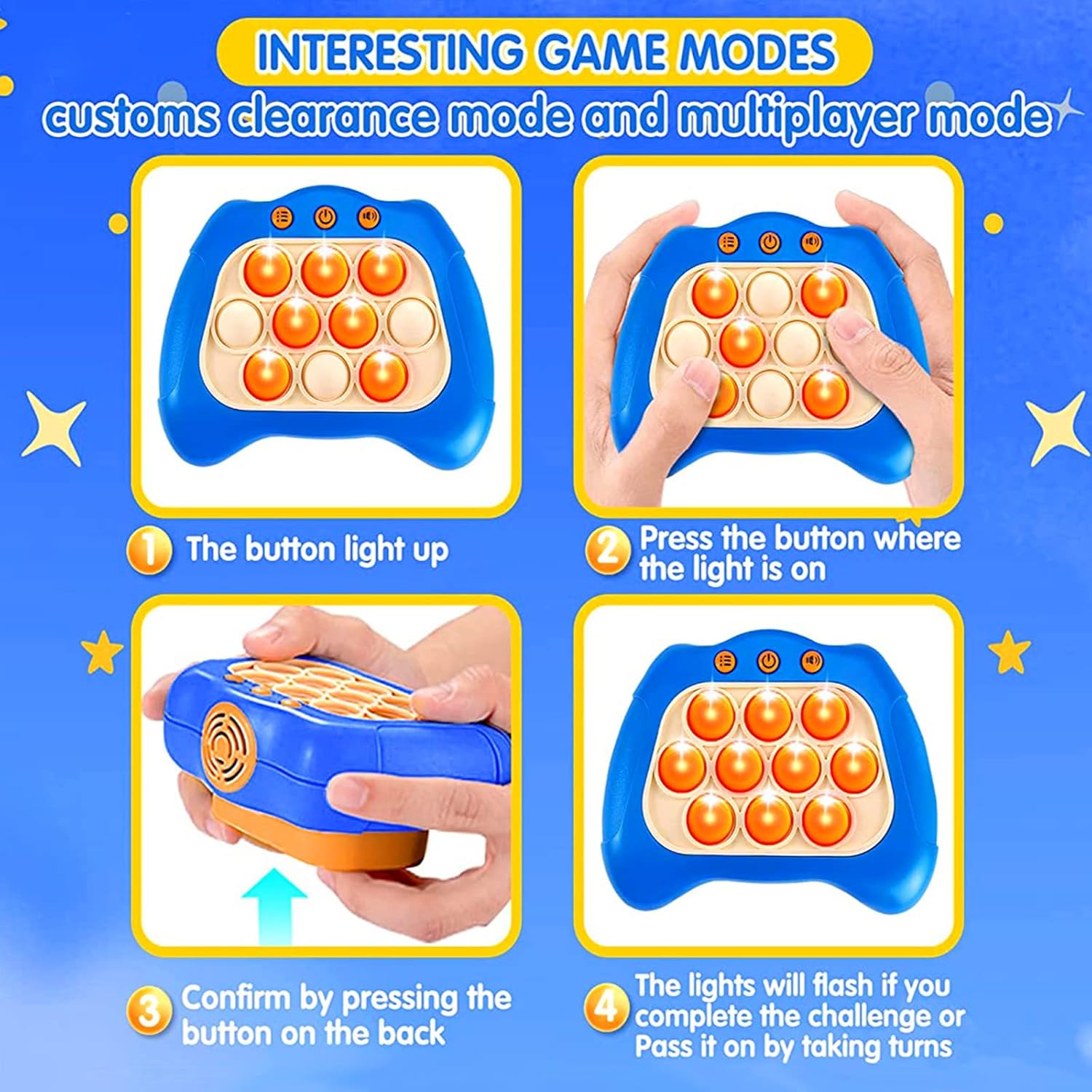 Quick Push Bubbles Game Console Sensory Puzzle & Anti-Stress Fidget Toy for All Ages (White)