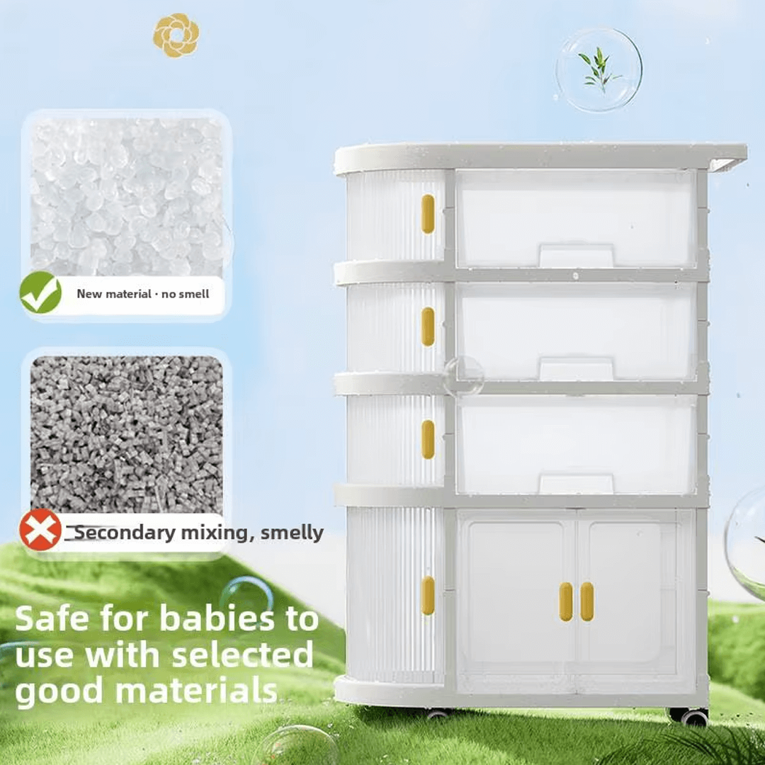 5-Layer Rolling Storage Cart with Drawers White for baby, Kitchen and Bathroom Use