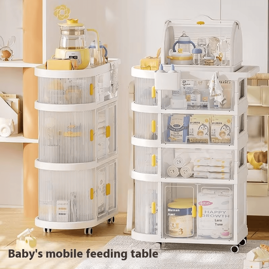 5-Layer Rolling Storage Cart with Drawers White for baby, Kitchen and Bathroom Use
