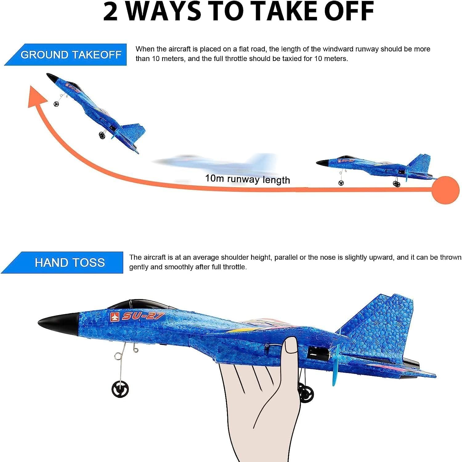 SUPER TOY 2.4GHz RC Glider Airplane Rechargeable Remote Control Flying Toy for Kids & Adults