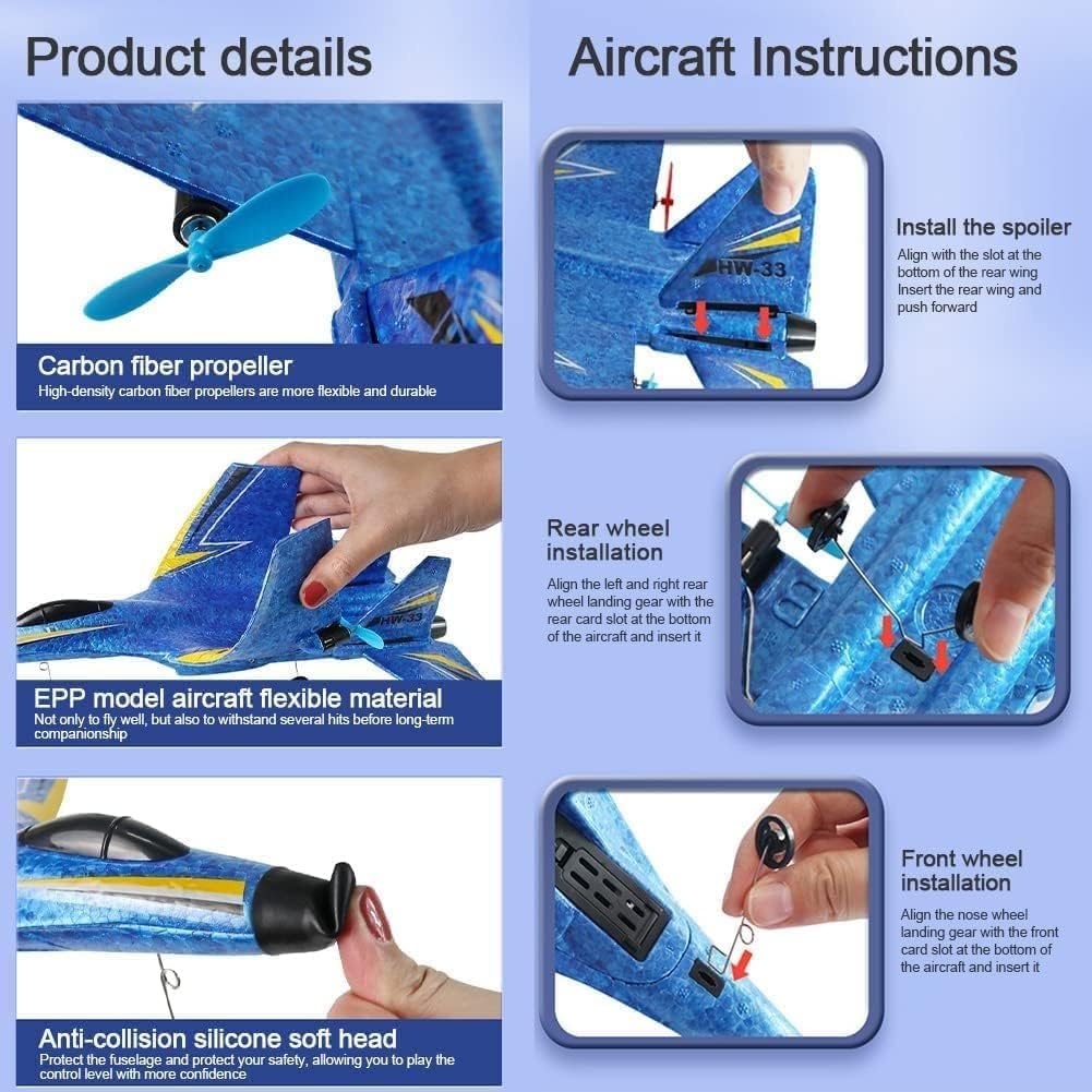 SUPER TOY 2.4GHz RC Glider Airplane Rechargeable Remote Control Flying Toy for Kids & Adults