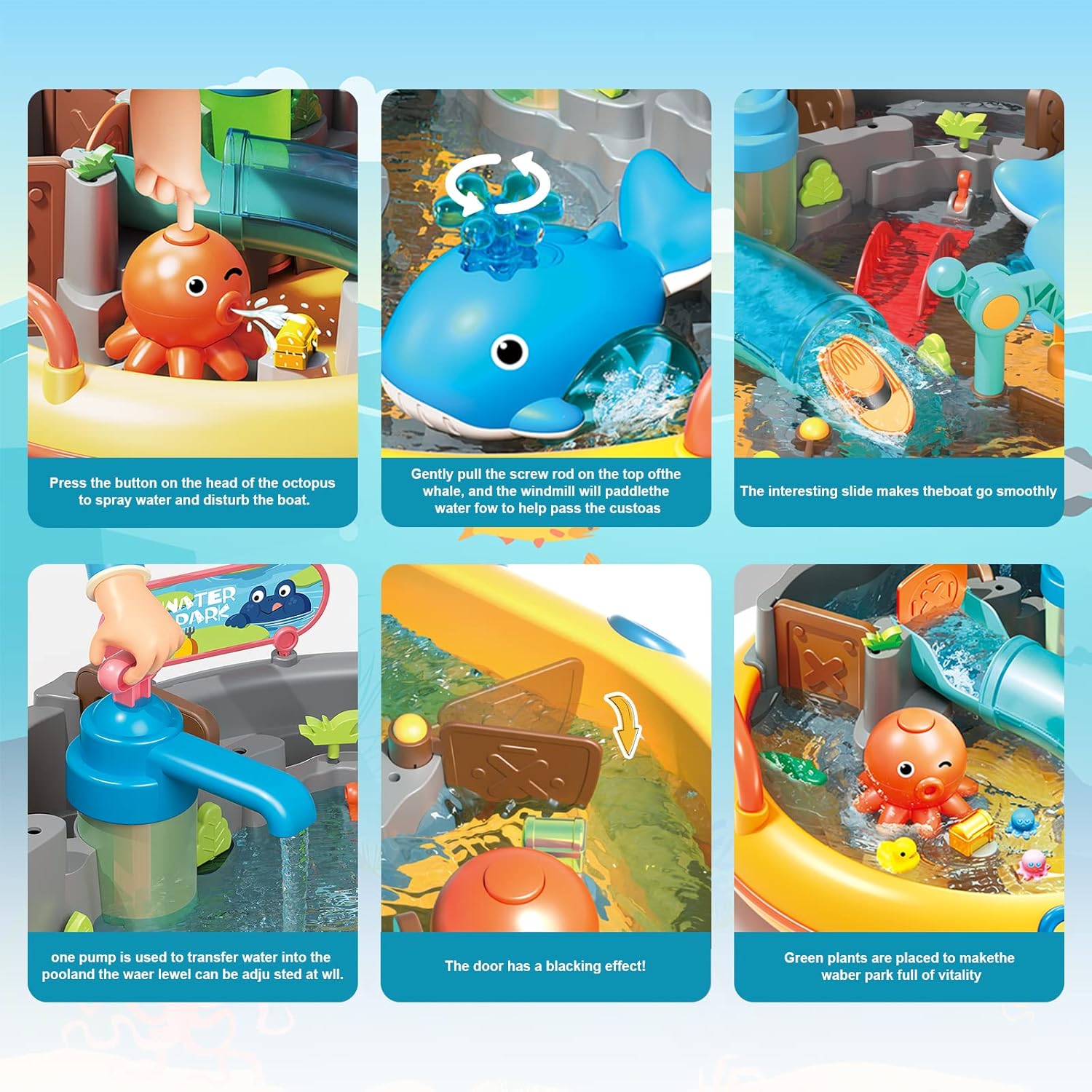 Sethland Splash Water Table with Slide Educational Summer Water & Sand Toy for Kids 3-10