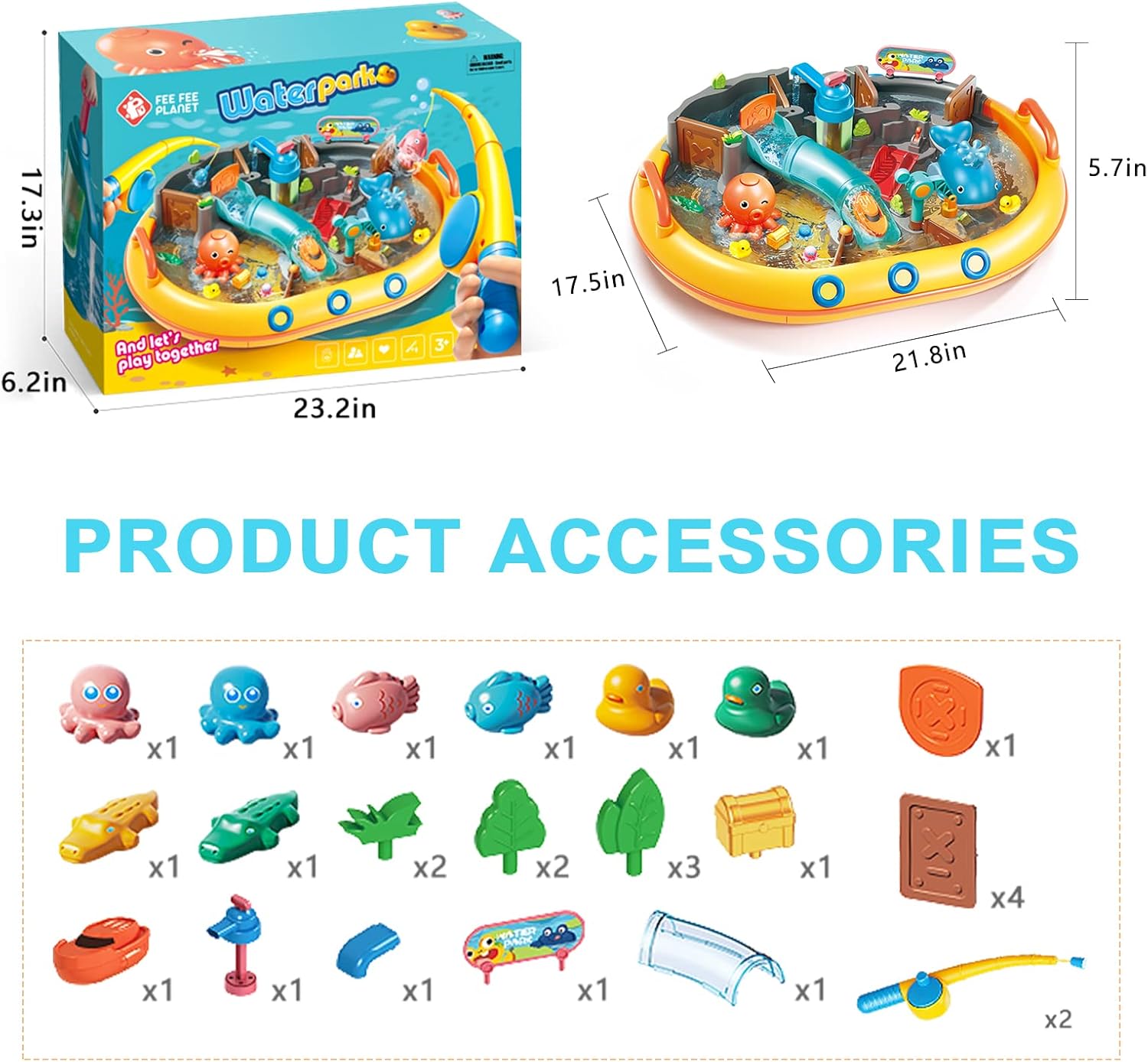 Sethland Splash Water Table with Slide Educational Summer Water & Sand Toy for Kids 3-10