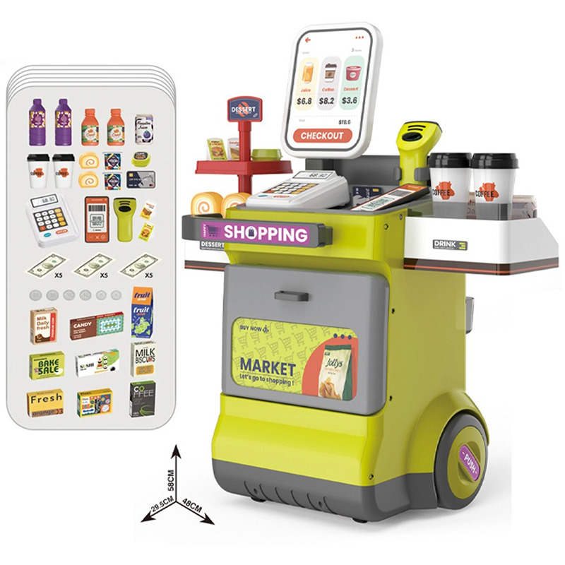 Supermarket Play Set Plastic Toy Cash Register, Calculator Shop 48 Pcs Kids Boys Girls +3