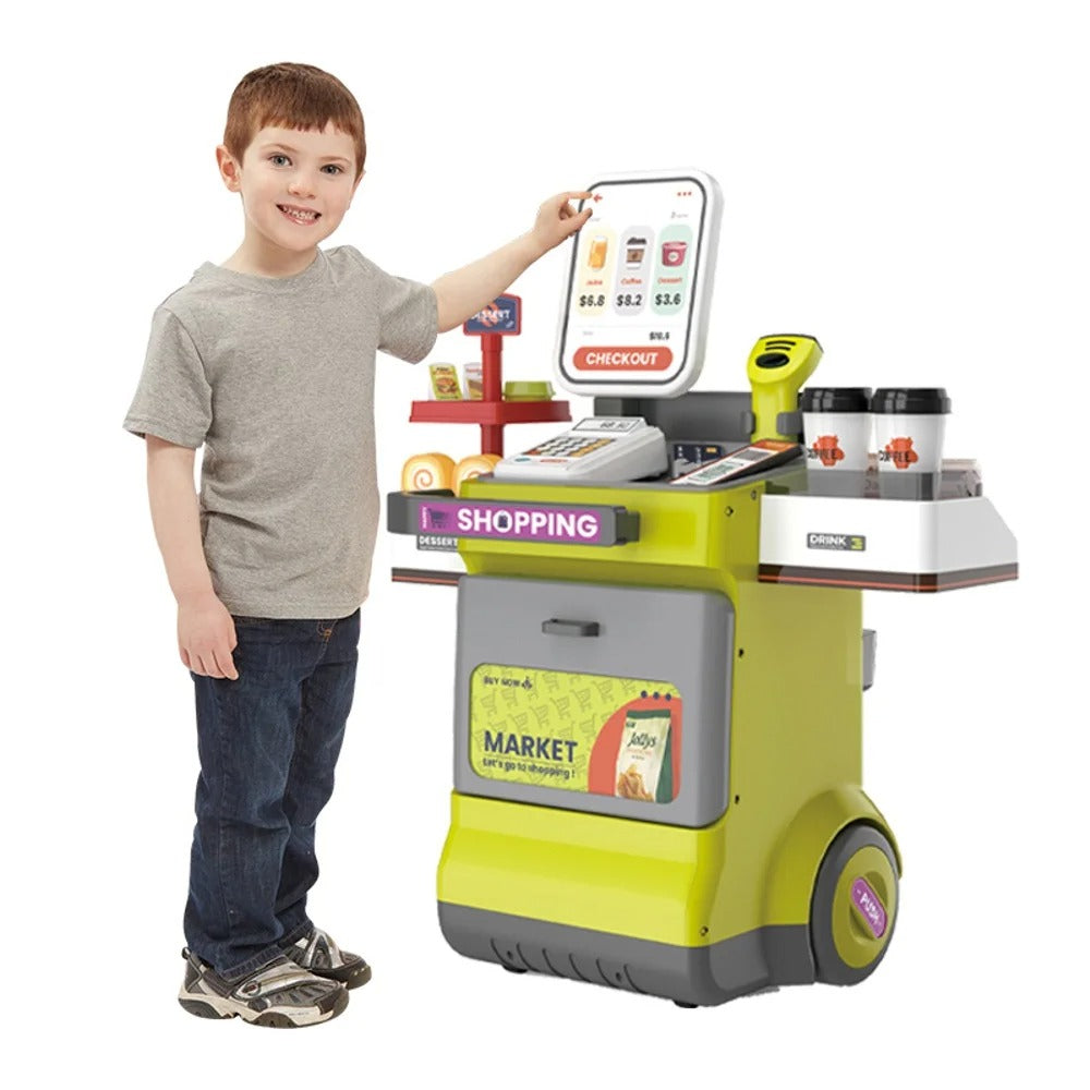 Supermarket Play Set Plastic Toy Cash Register, Calculator Shop 48 Pcs Kids Boys Girls +3
