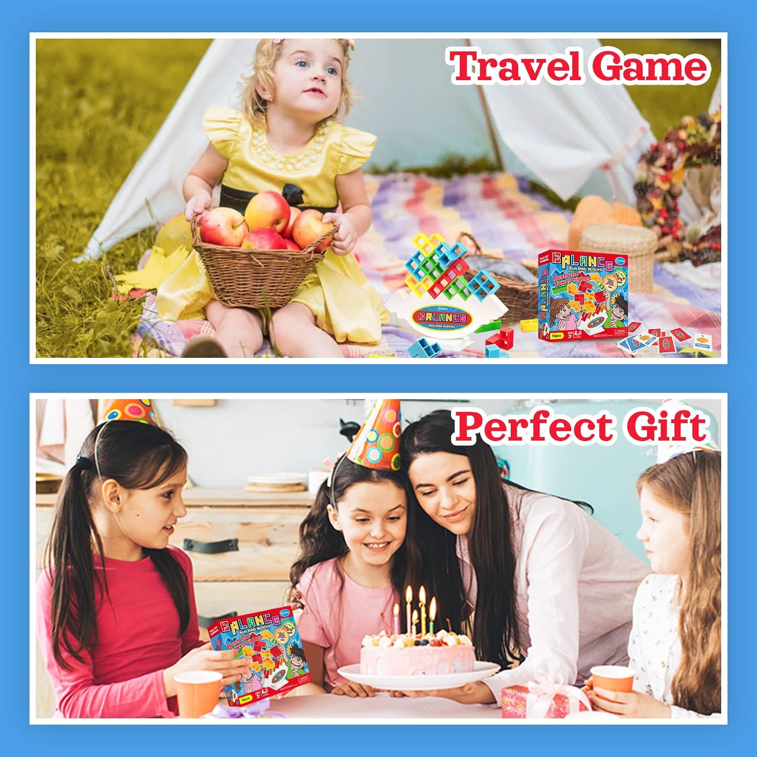 Tetris Balance Stacking Board Game for Kids & Adults Fun for Family & Travel