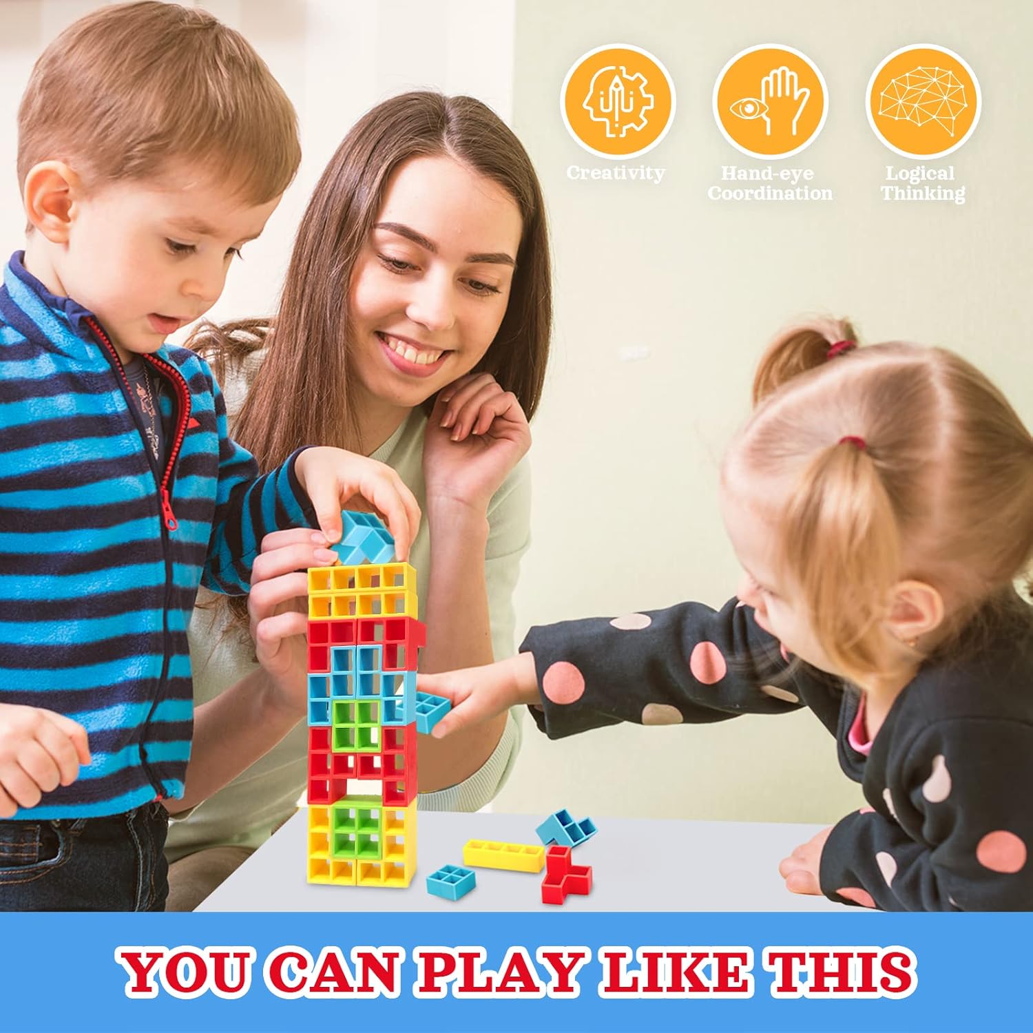 Tetris Balance Stacking Board Game for Kids & Adults Fun for Family & Travel