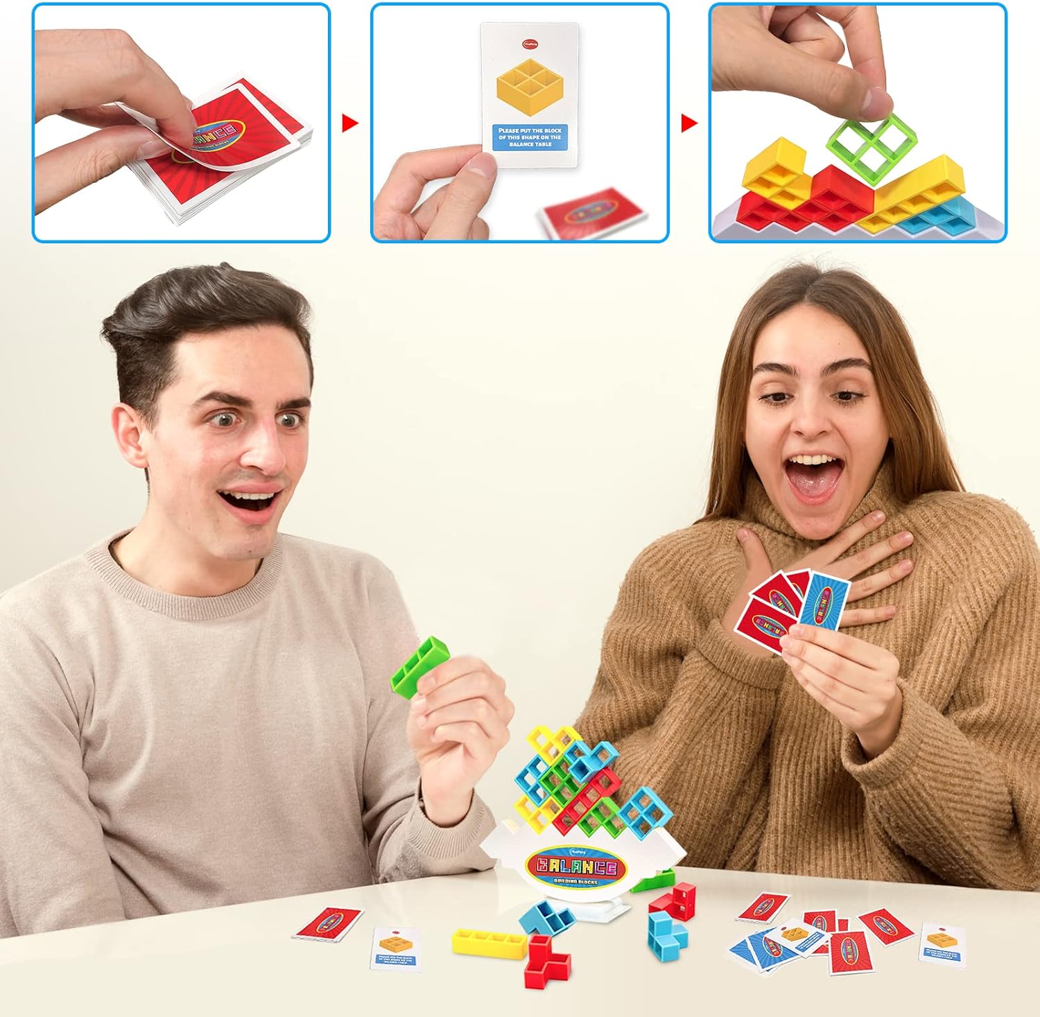 Tetris Balance Stacking Board Game for Kids & Adults Fun for Family & Travel