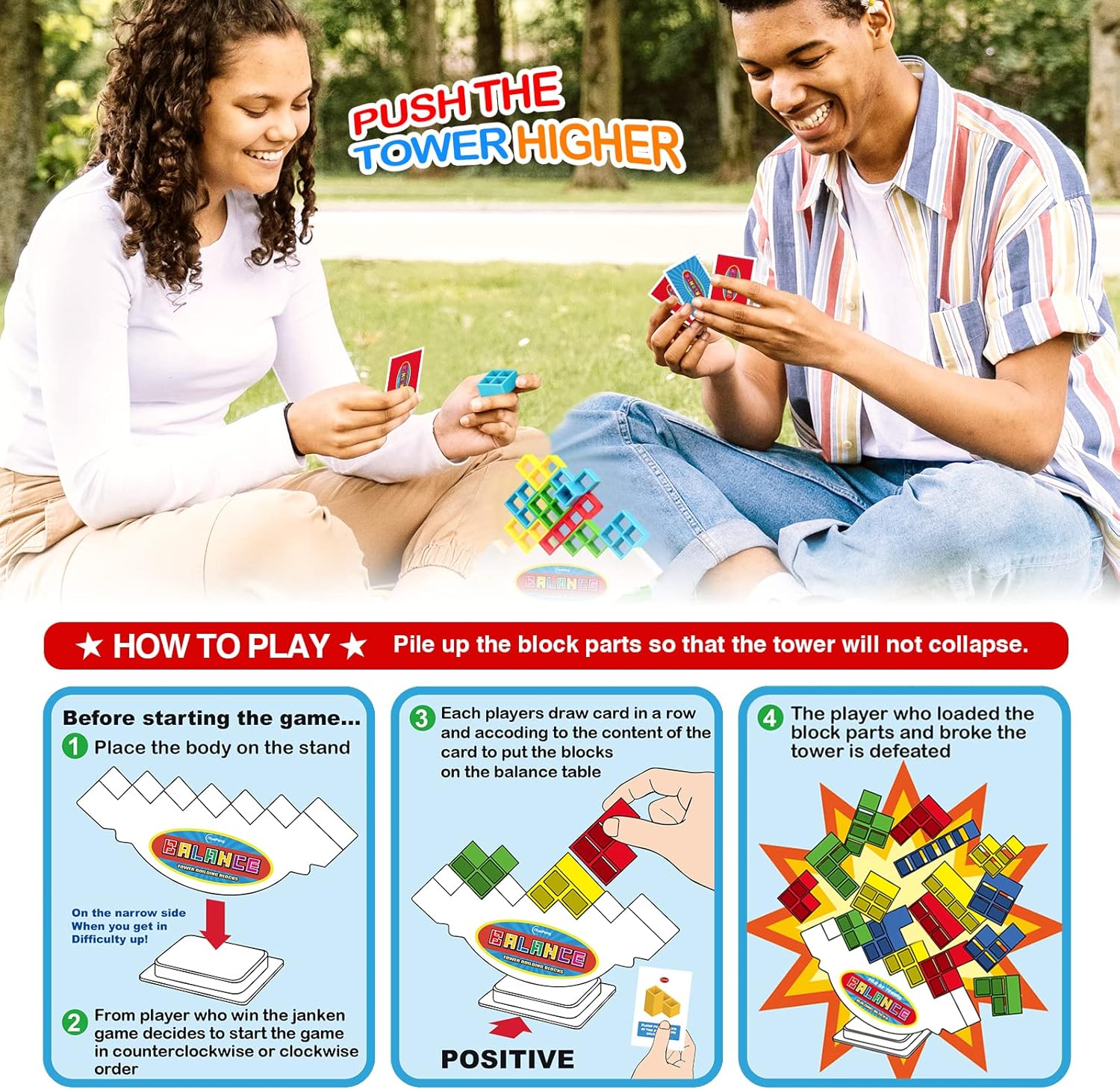 Tetris Balance Stacking Board Game for Kids & Adults Fun for Family & Travel