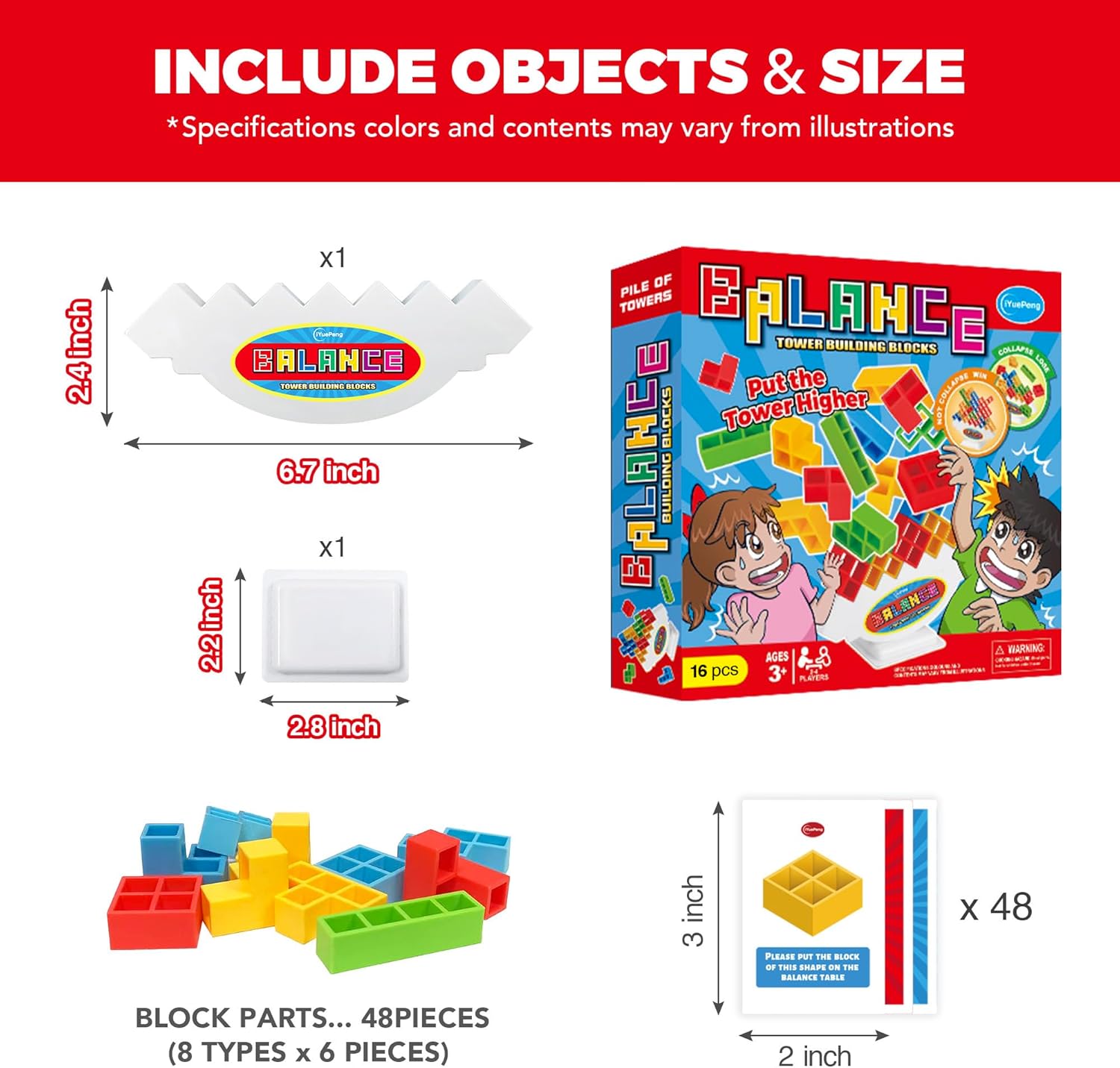 Tetris Balance Stacking Board Game for Kids & Adults Fun for Family & Travel