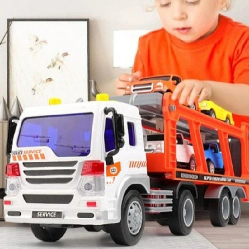 شاحنة نقل سيارات ألعاب مزودة بأضواء وأصوات