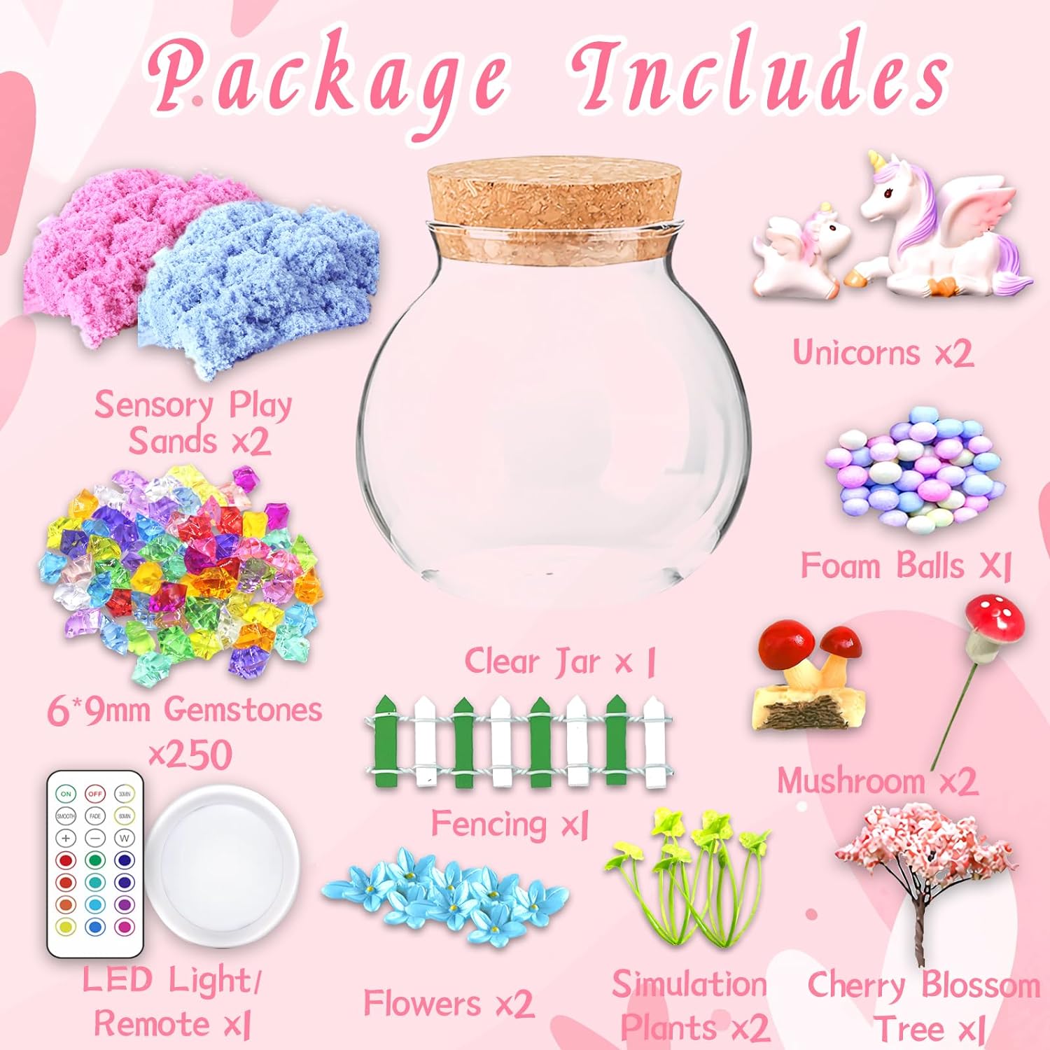 Kit DIY Terrarium Veilleuse Licorne - Cadeau Créatif Pour Filles 3-8 Ans Avec Plantes Et LED
