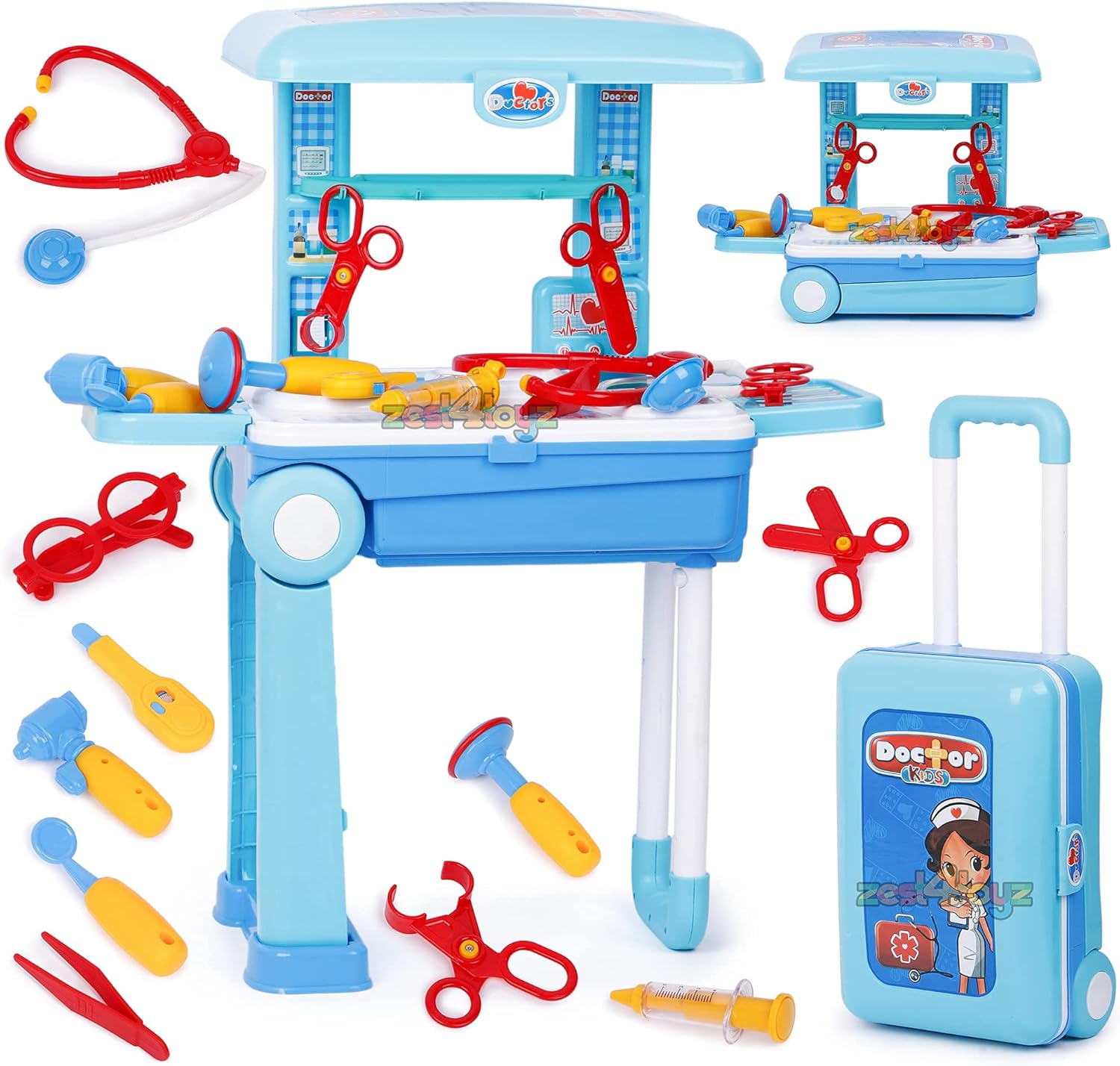 Zest 4 Toyz Doctor Role Play Set with Suitcase Pretend Medical Kit for Kids