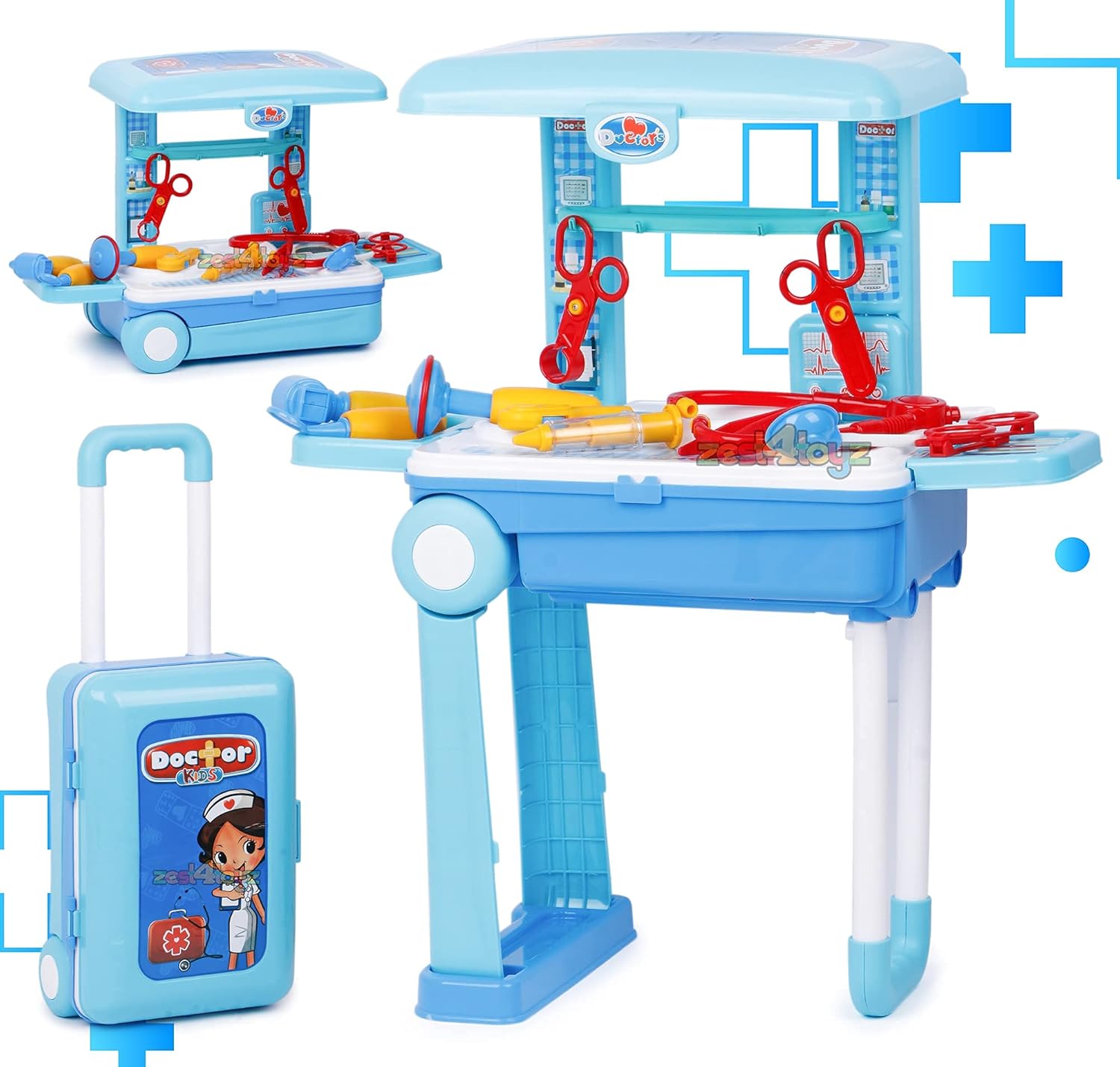 Zest 4 Toyz Doctor Role Play Set with Suitcase Pretend Medical Kit for Kids