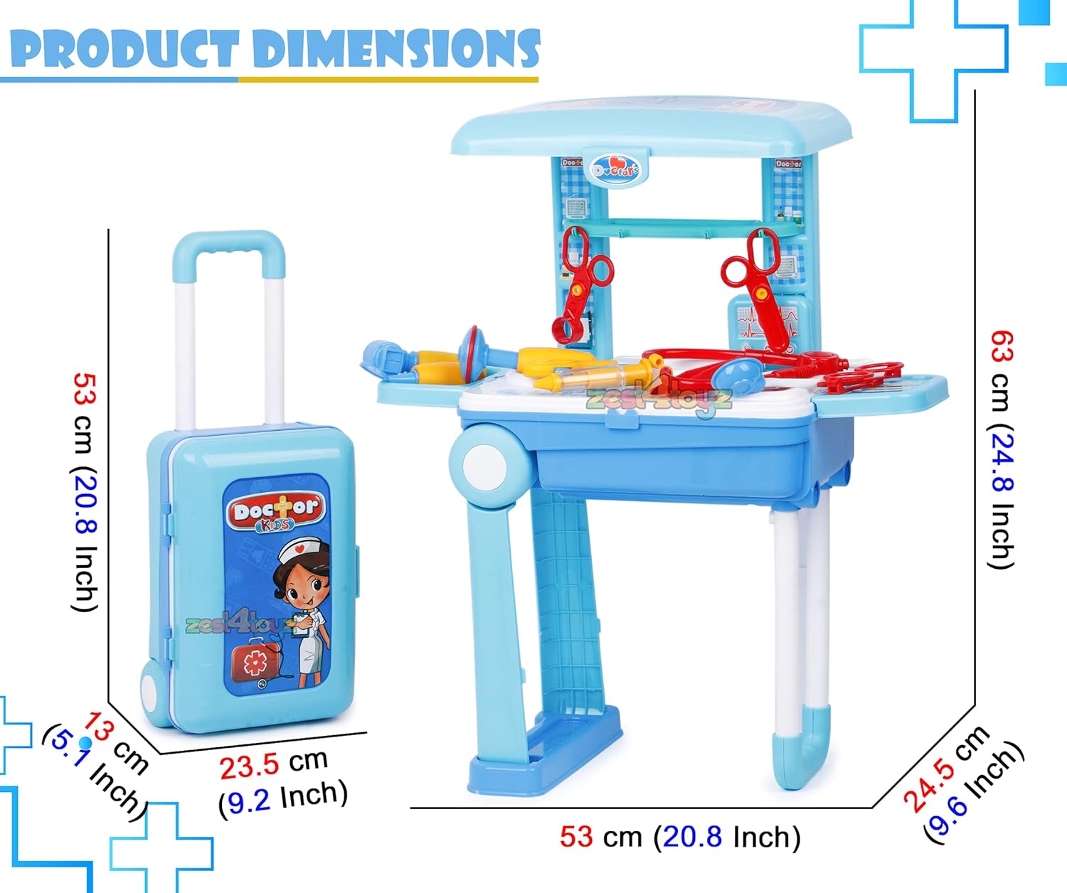 Zest 4 Toyz Doctor Role Play Set with Suitcase Pretend Medical Kit for Kids