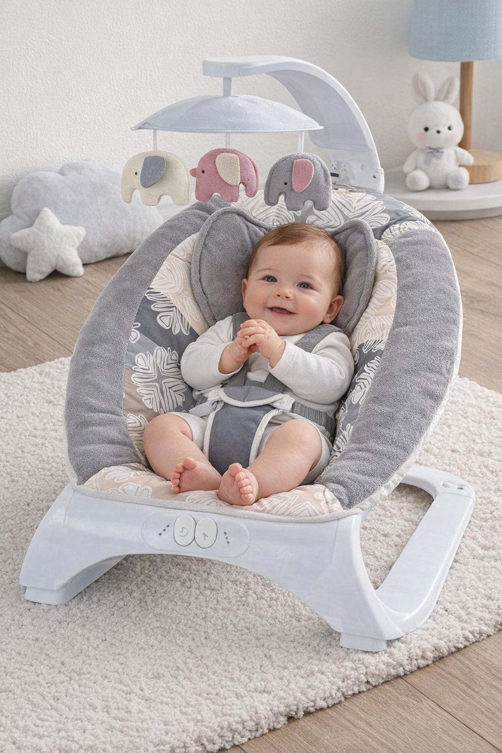 Baby Musical Bouncer Chair with Vibration & Toy Bar