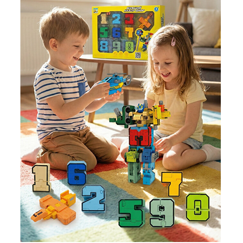 10Pcs Number Bots Transformer Toys Set – Build, Learn & Play