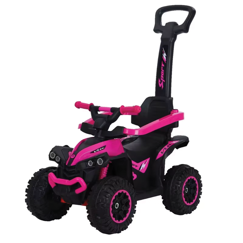 2-in-1 Baby Ride-On Car with Push Handle, Music, Lights & Safety Bar