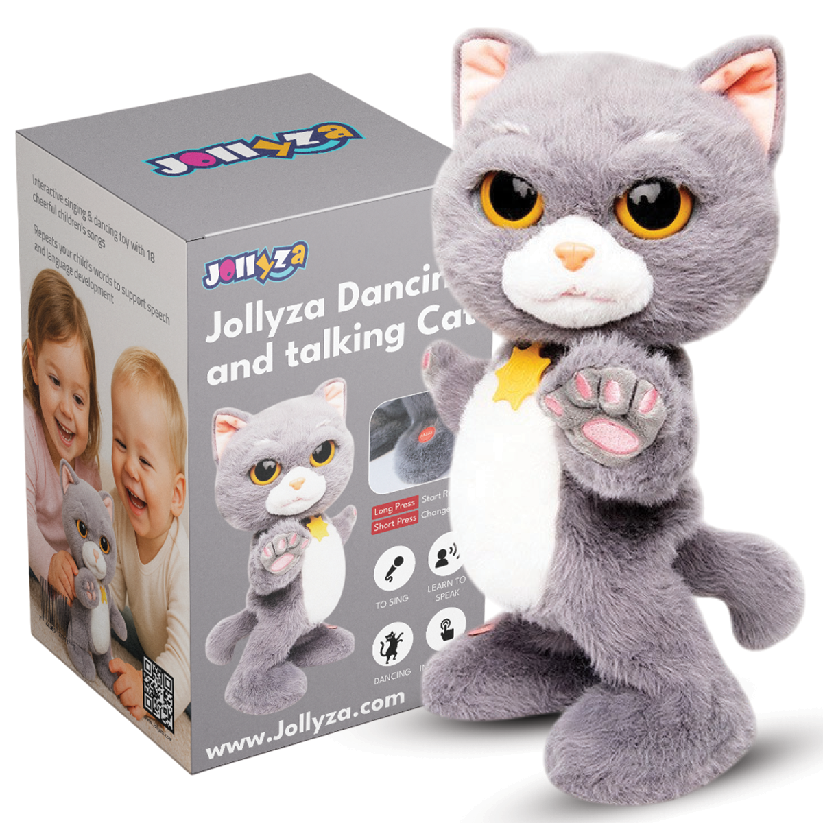 Jollyza Interactive Singing & Dancing Cat Musical Toy for Babies & Toddlers