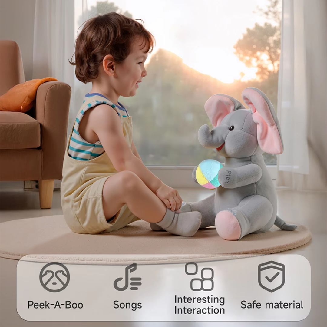 Adorable Hide and Seek Elephant Plush with Music Interactive & Fun