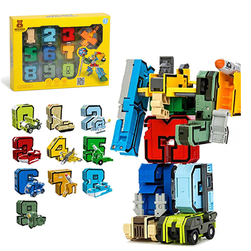 10Pcs Number Bots Transformer Toys Set – Build, Learn & Play