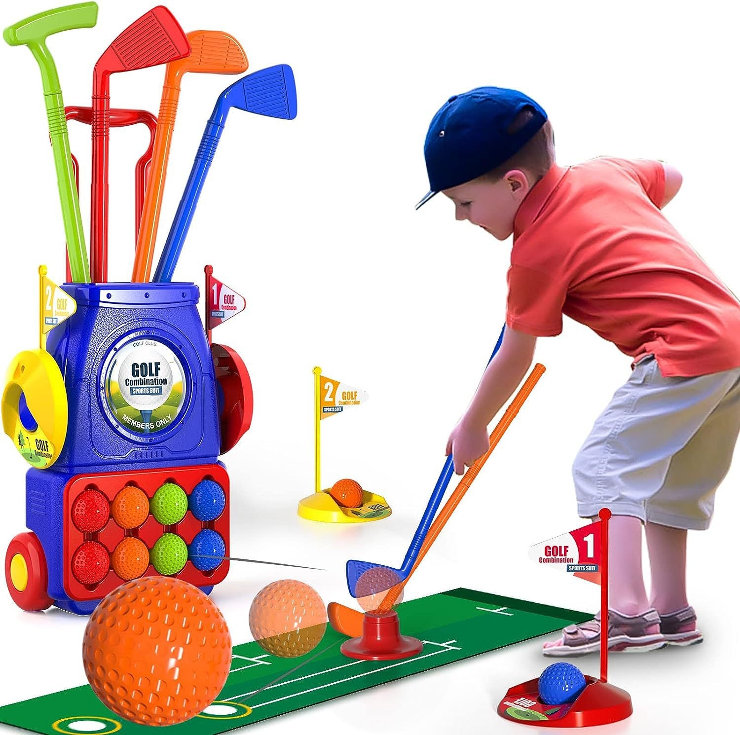 Kids Golf Club Set with Cart Fun Sports Toy for Boys & Girls