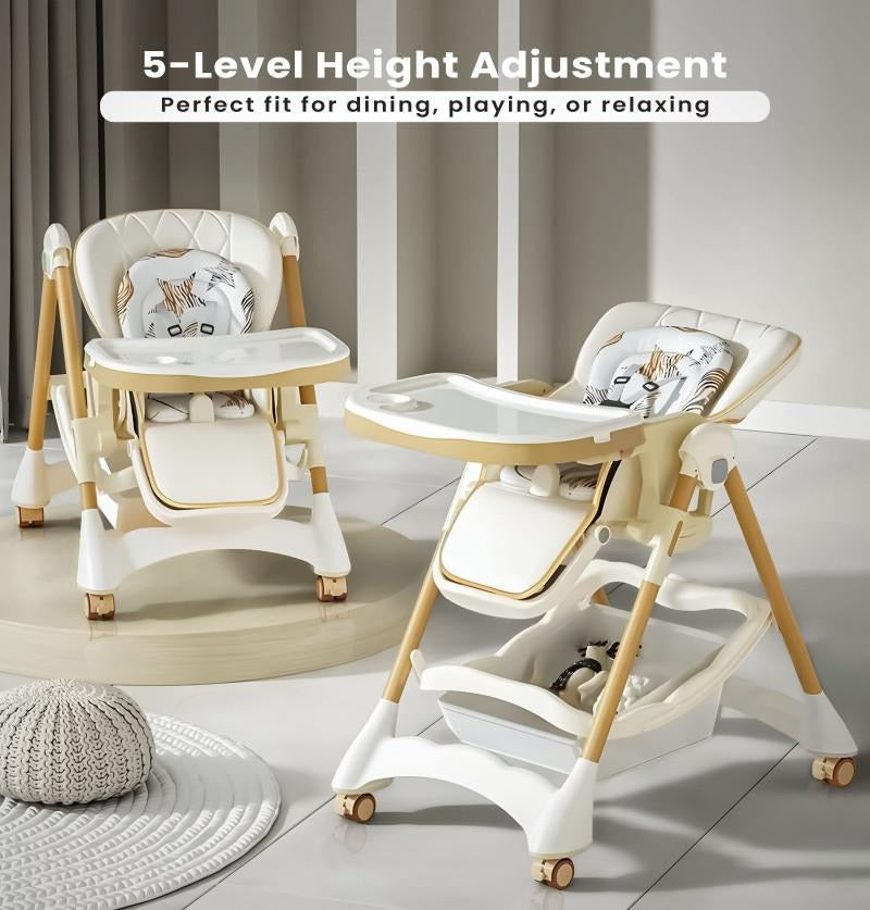 Multifunction 3-in-1 Foldable Baby High Chair Dining, Swing, and Feeding Seat