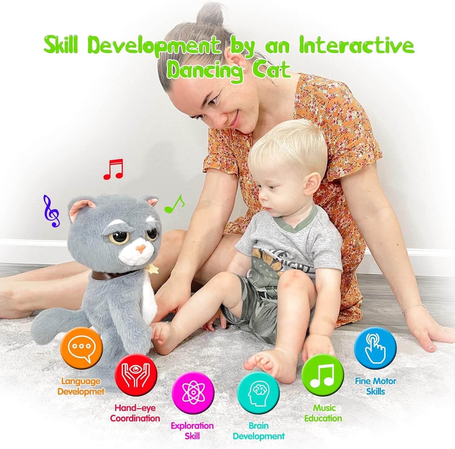 Jollyza Interactive Singing & Dancing Cat Musical Toy for Babies & Toddlers