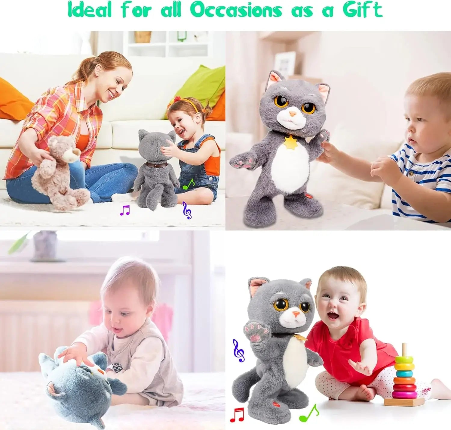 Jollyza Interactive Singing & Dancing Cat Musical Toy for Babies & Toddlers