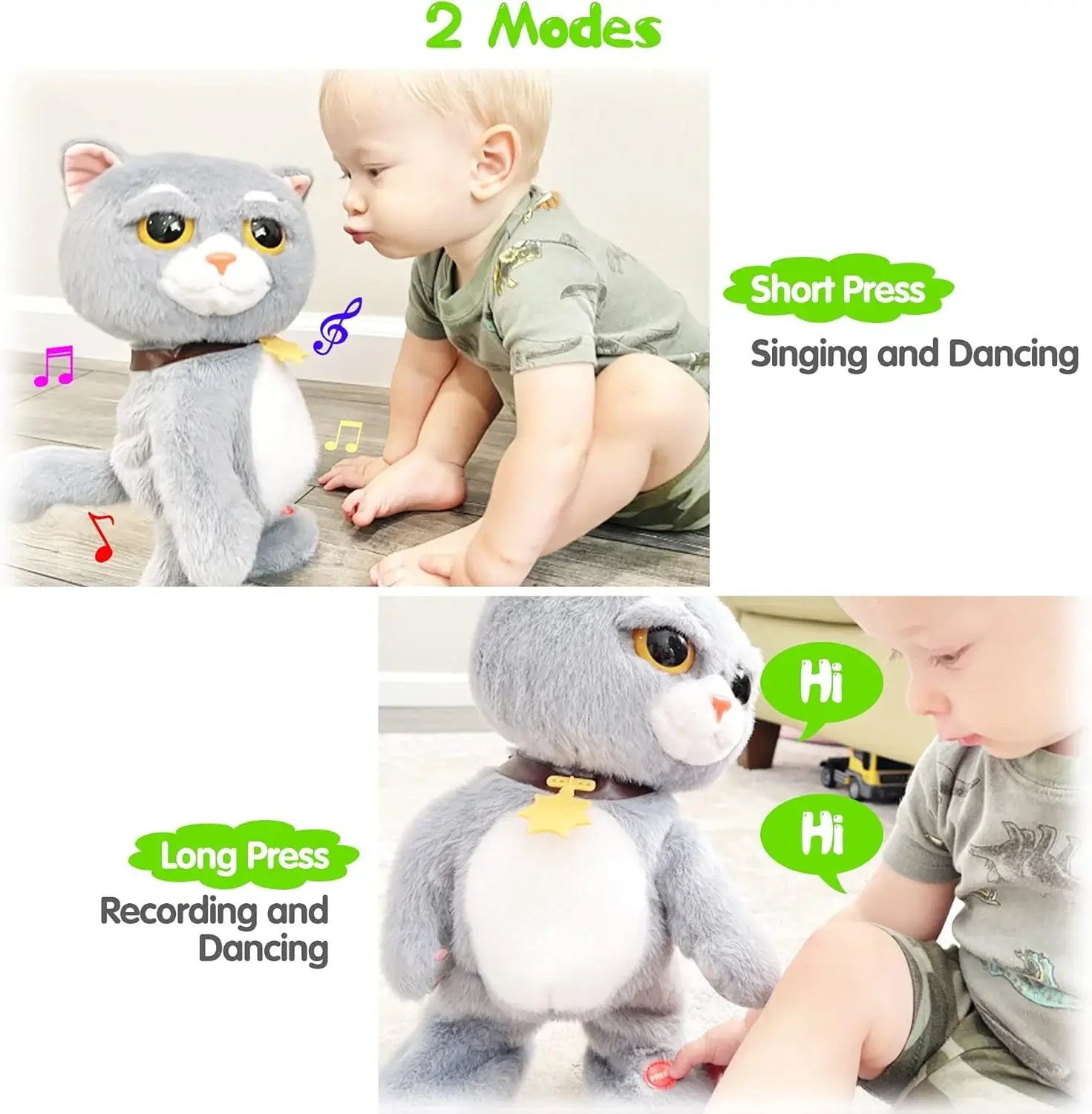 Jollyza Interactive Singing & Dancing Cat Musical Toy for Babies & Toddlers