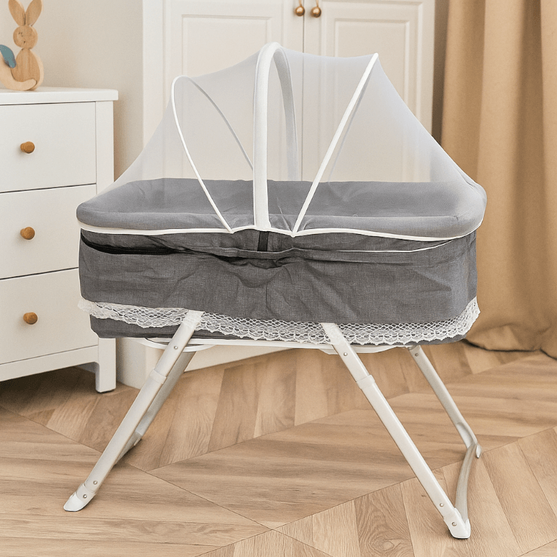 Compact & Foldable Baby Cot with Mosquito Net + Washable Mattress