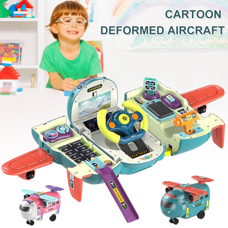 3-in-1 Airplane Toy Light-Up Steering Wheel & Early Education Fun with music